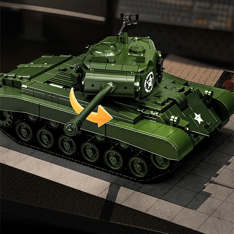 M26 Pershing Heavy Tank 1702pcs Model – Rotating Turret