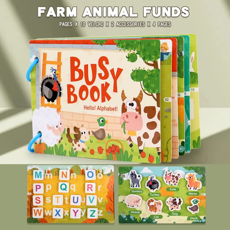 NNEDSZ Themed Busy Book Set - Educational Activity Books for Preschool Learning (Farm, Vehicles, Dinosaurs, Ocean, and Forest,5 books in total)