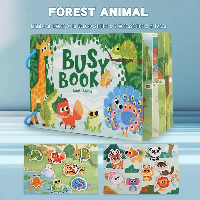 NNEDSZ Themed Busy Book Set - Educational Activity Books for Preschool Learning (Farm, Vehicles, Dinosaurs, Ocean, and Forest,5 books in total)