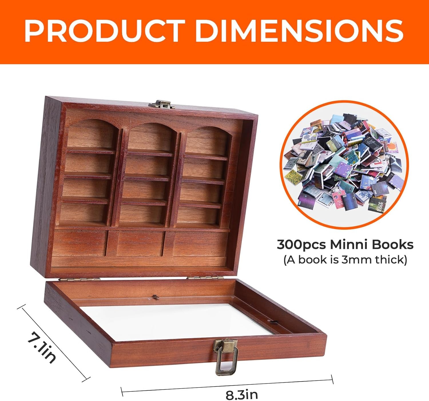 Anxiety Bookshelf Tiny Miniature Library Display Cabinet with Mini Books | Stress Relief and Creativity Decor - Mini Book Matchbox Shelf for Anxiety Relief