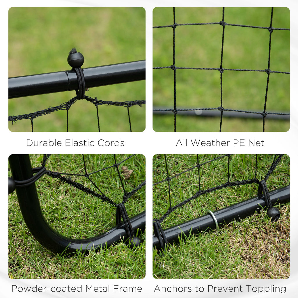 Rebounder Net Practise Kickback Goal for Teens Adults Softball Training in Black | HOMCOM